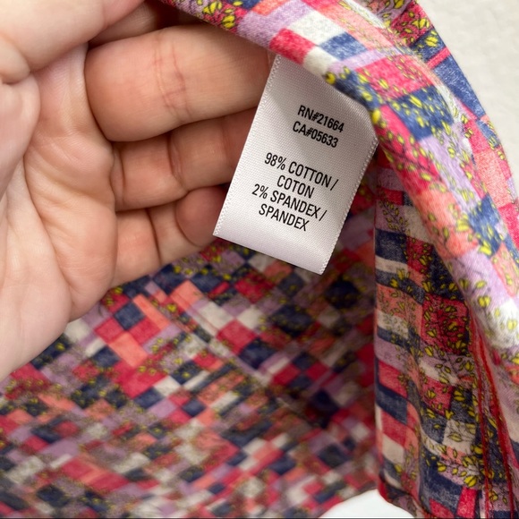 PaperWhite Plaid Floral Twig Velvet Button Blouse - Picture 8 of 8